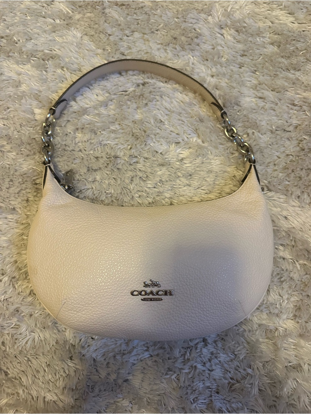 Coach Pebbled Leather Shoulder Bag in Pale Pink